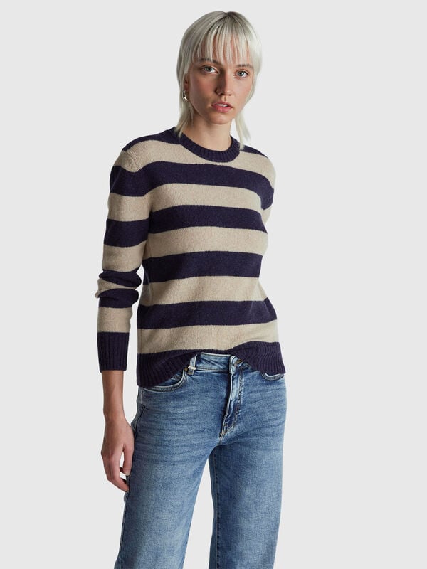 Striped sweater in pure Shetland wool Women