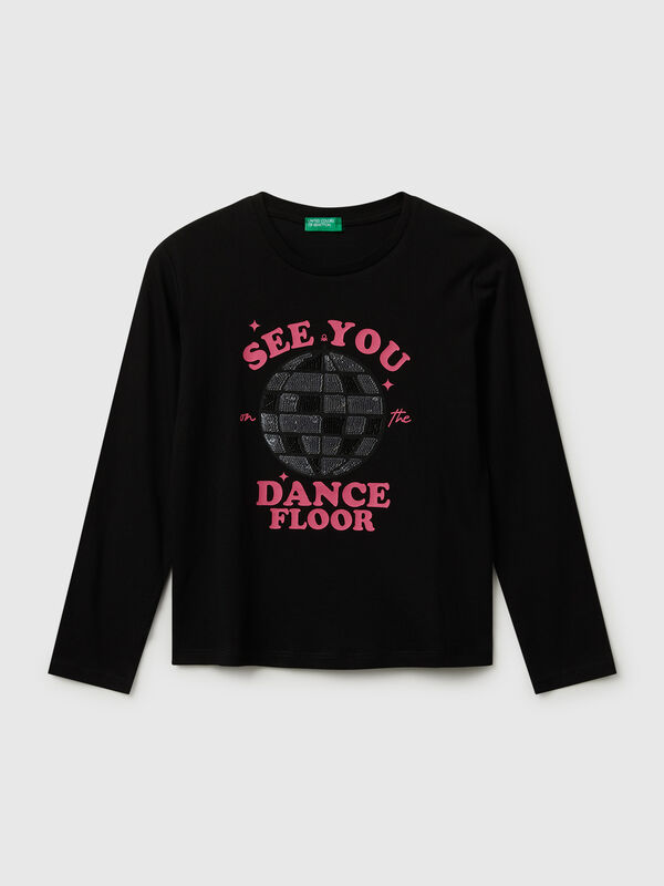 T-shirt &agrave; paillettes en coton Filles