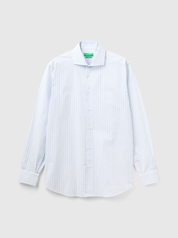 Chemise à rayures en coton stretch Homme