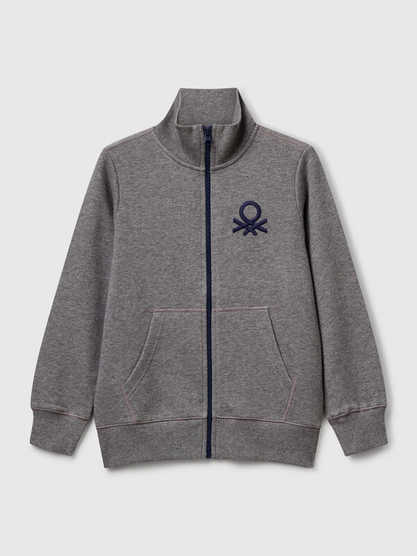 Sweat-shirt zippé en pur coton Garçon
