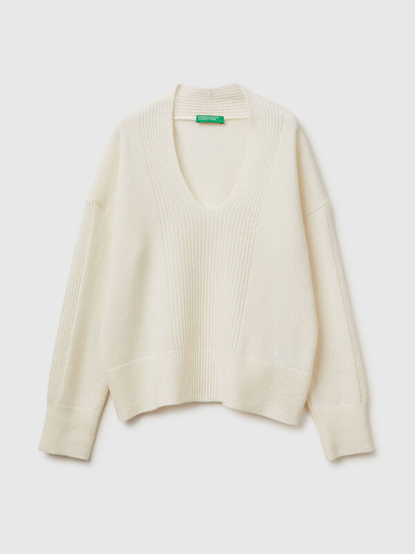 Pull col V 100% laine Femme