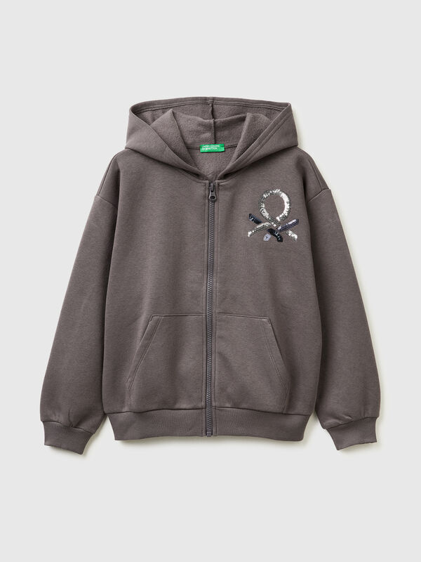 Sweat-shirt zippé à paillettes Filles