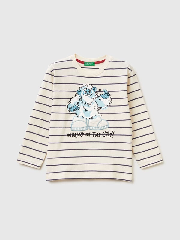 T-shirt rayé avec imprimé Garçon