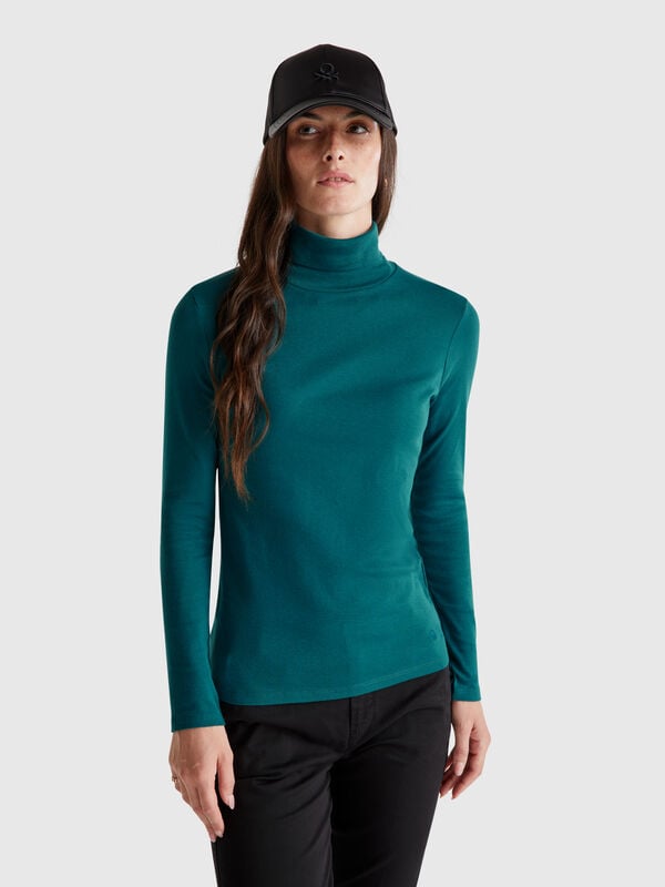 T-shirt à manches longues et col montant Femme