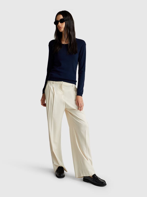 Pull col rond en pur coton Femme