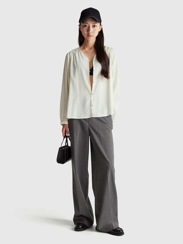 Striped shirt with V-neck Women