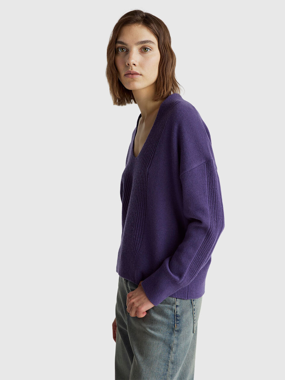 V NECK SWEATER L/S Femme image number null