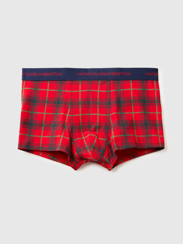 Boxers à carreaux rouges et bleus Homme