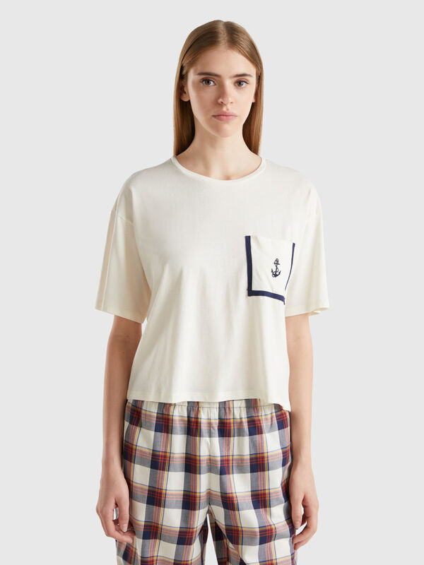 T-shirt boxy à petite poche Femme