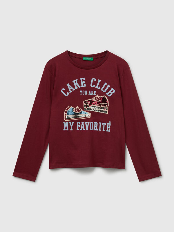 T-shirt &agrave; paillettes en coton Filles