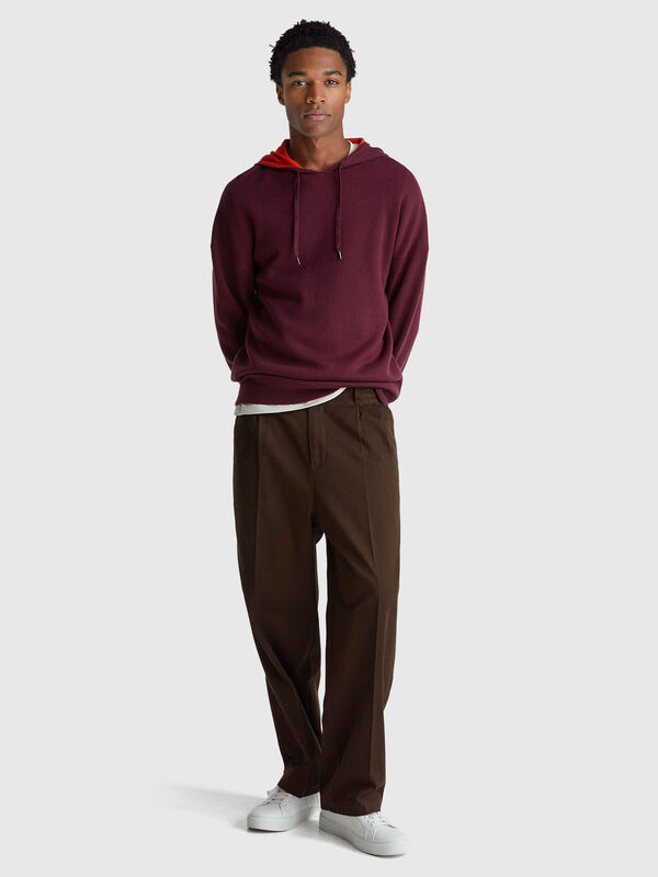 Hooded relaxed fit sweater Men