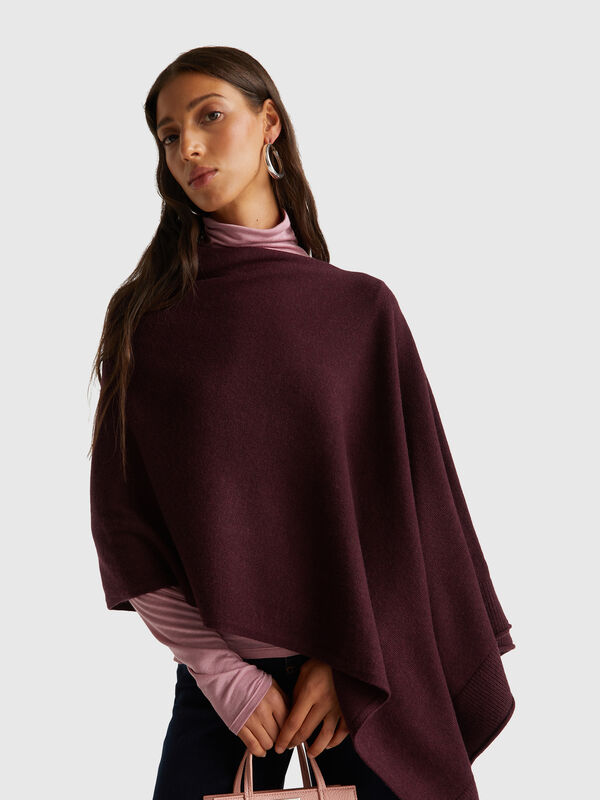 T-shirt à col roulé en mélange viscose et cachemire Femme