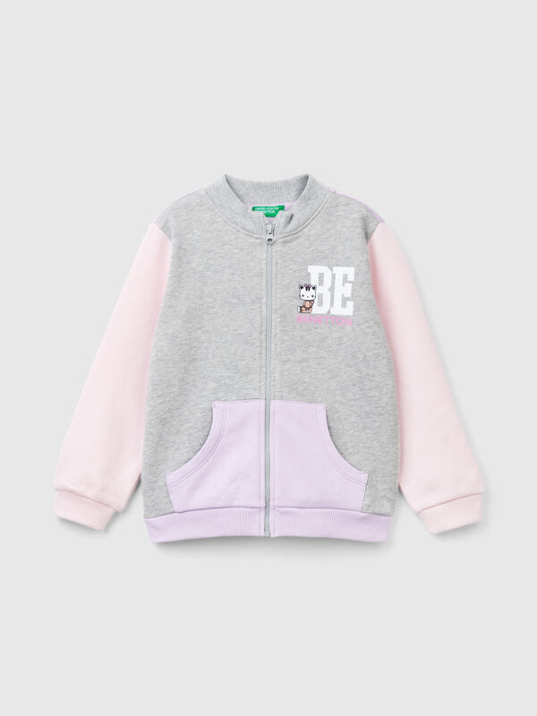 Sweat zippé en coton bio Filles